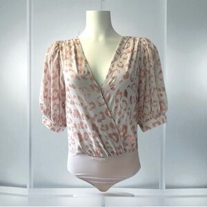 BUDDY LOVE NEW NWOT LEOPARD METALLIC PRINT BLOUSE BODYSUIT COMBO SIZE XS